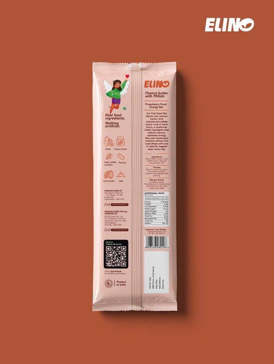 Elino Peanut Butter with Millets back packaging