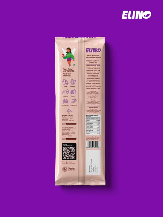 Elino Choco Brownie with Adaptogens back packaging